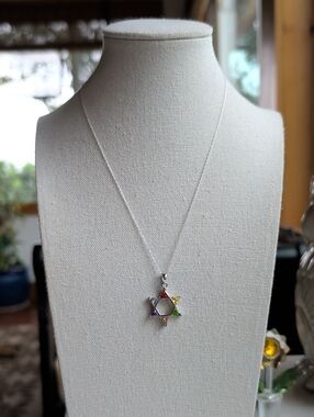 Star of David 925 CZ Sterling Pendant/Necklace, 16"